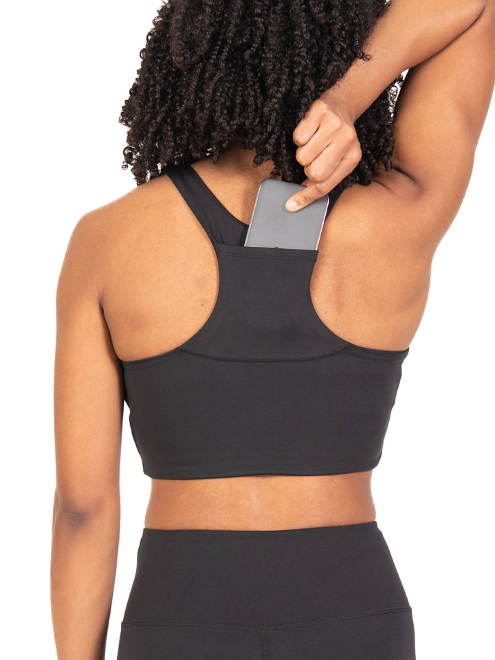 Recycled Poly Shirred Front Racerback Sports Bra