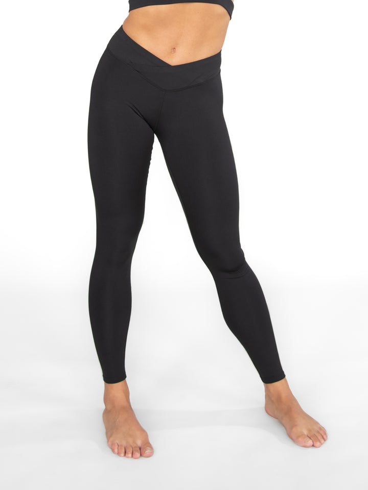 Recycled Poly Criss Cross Waist Band Legging with Back Pocket