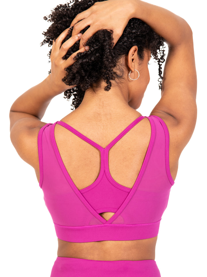 Recycled Poly Double Layer Bra Top with Mesh