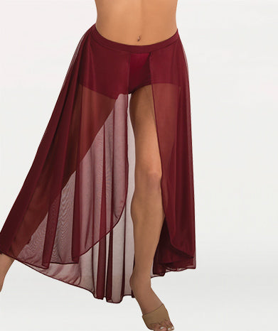 Long Length Open Front Chiffon Skirt - WOMENS