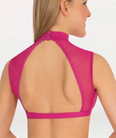 Mock Neck Wide Open Back Bra Dance Top -WOMENS