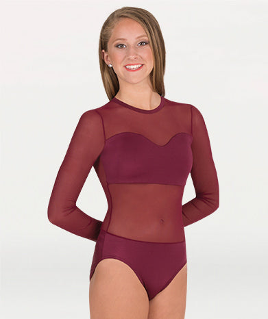 Competition Leotard With Power Mesh Body & Sleeves - WOMENS